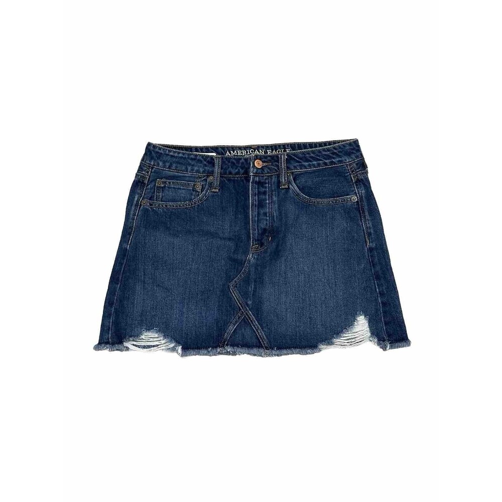 American Eagle Outfitters Skirt Womens Distressed Denim Mini Pockets Size 6